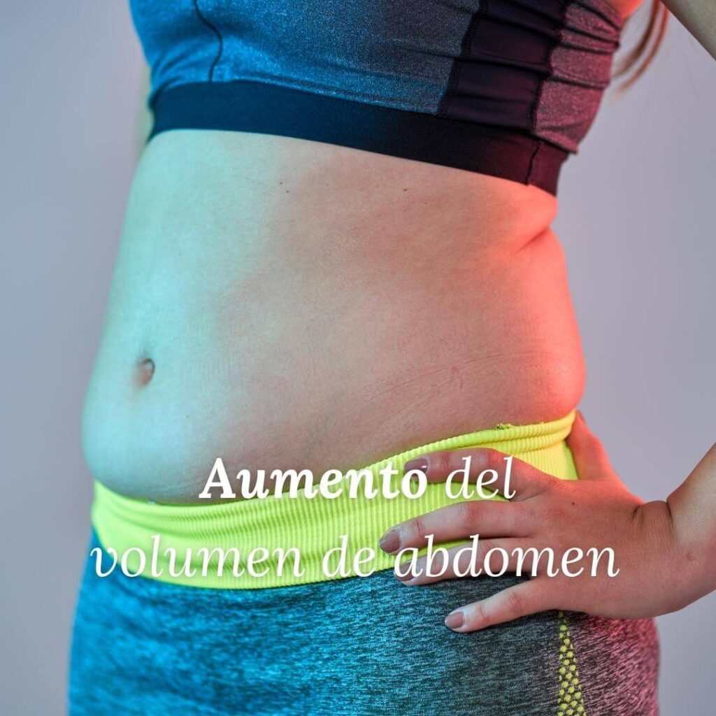 Aumento del volumen del abdomen distasis  