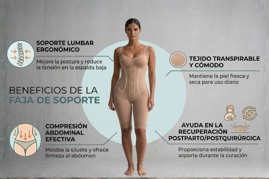 Guía visual para elegir la talla de faja adecuada, asegurando un ajuste armónico que no lastime la zona abdominal.