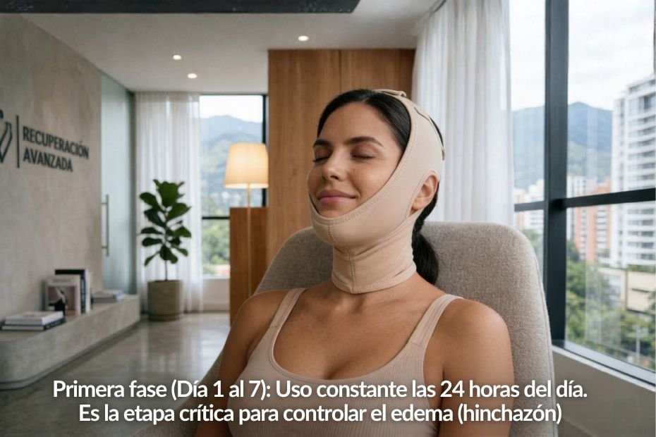 Fase de mantenimiento con mentonera VITÍ® CONTROL para prevenir flacidez.