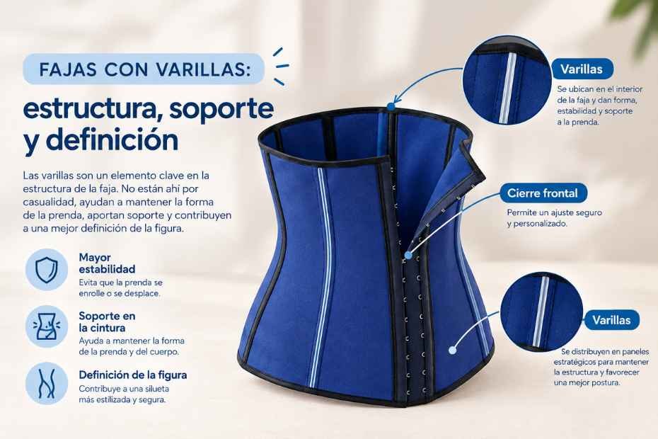 Fajas con varillas y su función en la estructura de la prenda